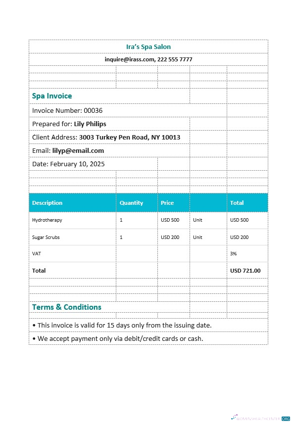 Download Editable Spa Invoice Template Photoshop template